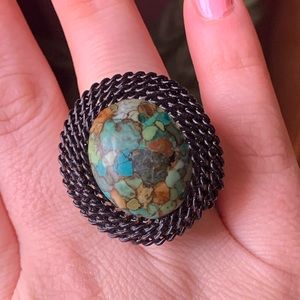 Super unique chunky Japser ring size 9-10